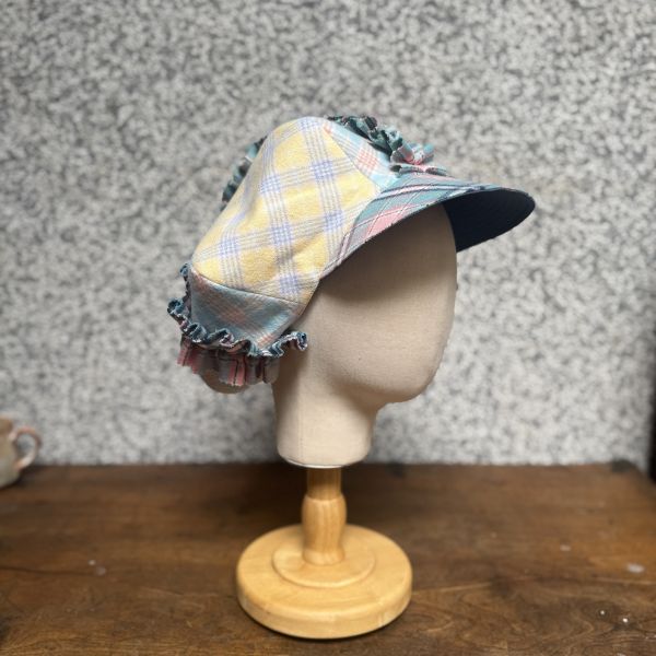 【Studio Phronesis】海葵帽＿黃粉格紋拼接 