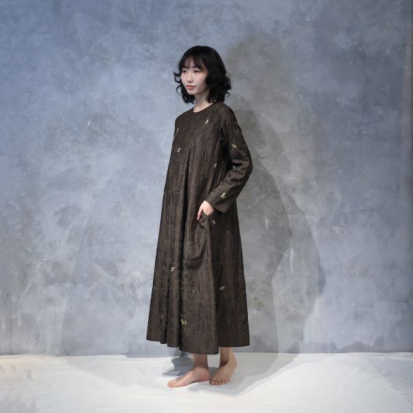 【Maku Textile】AURORA洋裝 手織,手紡紗,洋裝,蠶絲,植物染,草木染