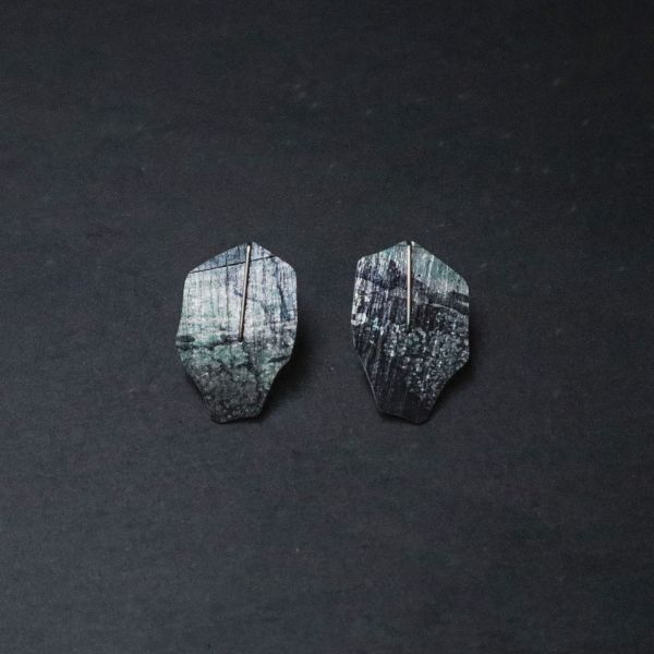 【江枚芳 Meifang Chiang Metal Arts】雲石耳夾式耳環 耳環,耳夾,鋁,陽極處裡