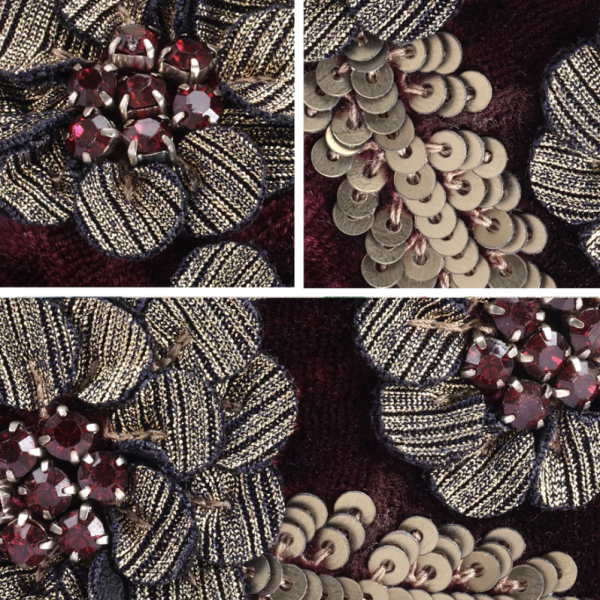 【Namjosh】手工珠繡髮箍＿酒紅絨布金花 髮夾、髮飾、手工刺繡