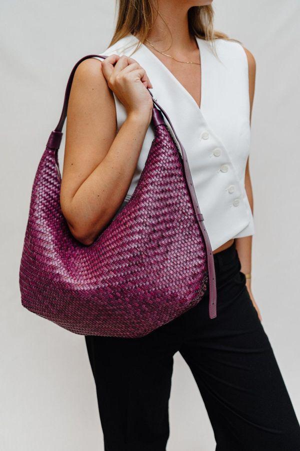 【Allan K】Wesley 皮革編織包（酒紅色） 皮包,皮革,皮革編織,牛皮,肩背包,手工皮革編織,手工,包包