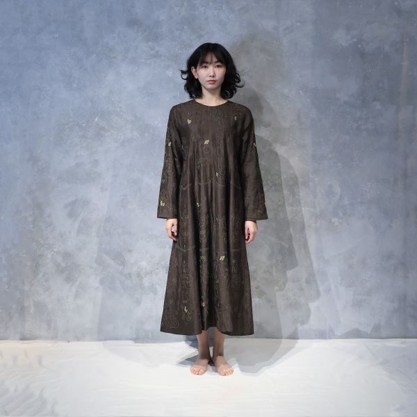 【Maku Textile】AURORA洋裝 手織,手紡紗,洋裝,蠶絲,植物染,草木染