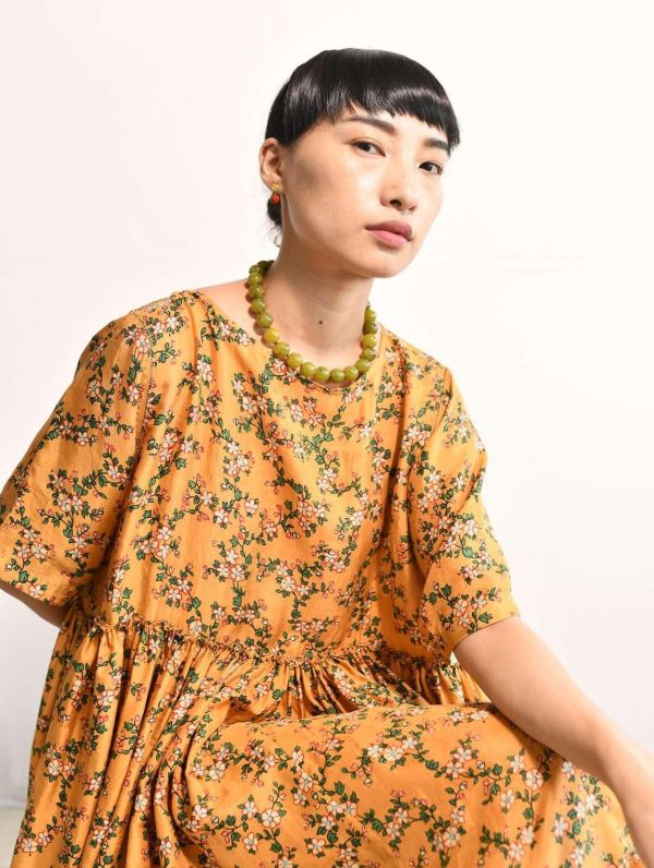 【Maku Textile】AURELLE洋裝 手織,手紡紗,洋裝,絲,蠶絲,植物染,草木染