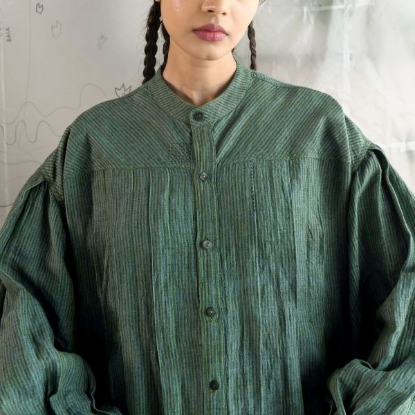 【Maku Textile】MOSS洋裝外套 手織,手紡紗,洋裝,亞麻,植物染,草木染