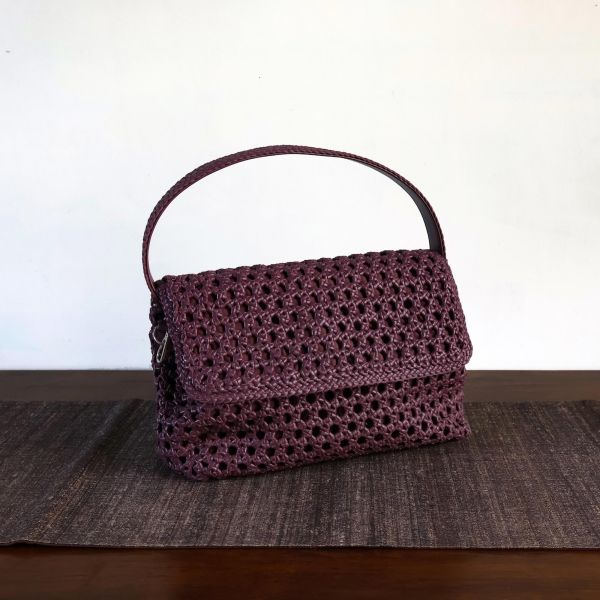 【Allan K】Caroline Large 皮革編織包（葡萄酒紫） 皮包,皮革,皮革編織,羊皮,肩背包,手工皮革編織,手工,包包