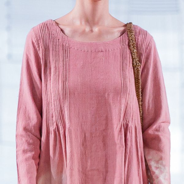 【Maku Textile】Pika春櫻睡蓮洋裝_小渕裕染製 手織,手紡紗,洋裝,泥染,弁柄染,礦物染,卡蒂棉,蠶絲