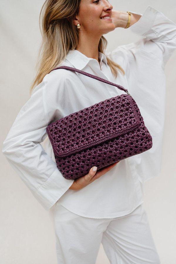 【Allan K】Caroline Large 皮革編織包（灰棕色） 皮包,皮革,皮革編織,羊皮,肩背包,手工皮革編織,手工,包包