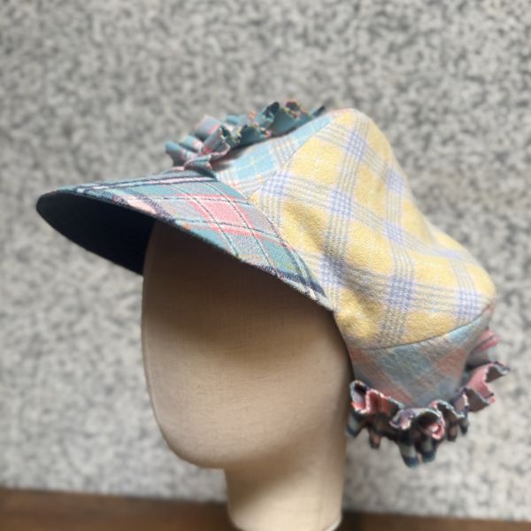 【Studio Phronesis】海葵帽＿黃粉格紋拼接 