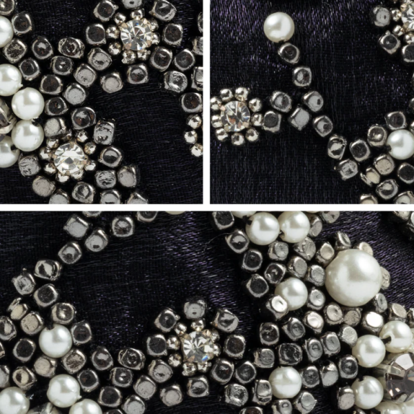 【Namjosh】手工珠繡髮箍＿黑底銀花 髮夾、髮飾、手工刺繡