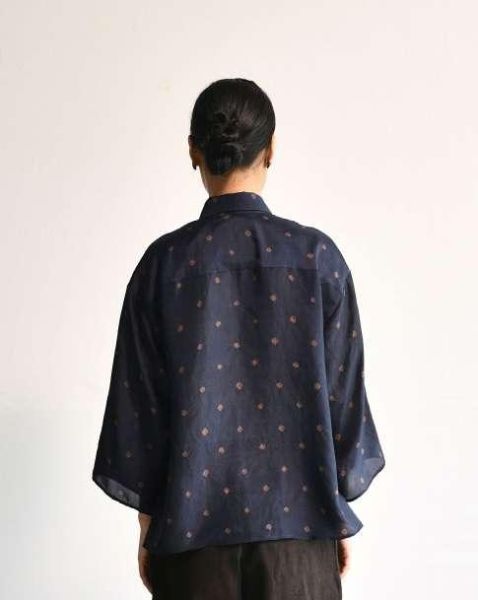 【Maku Textile】OSCAR襯衫 手織,手紡紗,上衣,蠶絲,絲,植物染,草木染