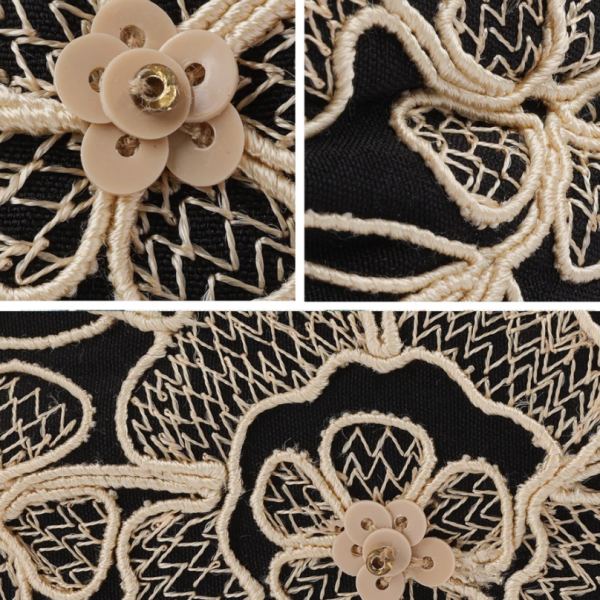 【Namjosh】手工珠繡髮箍＿黑底粉膚色繡花 髮夾、髮飾、手工刺繡