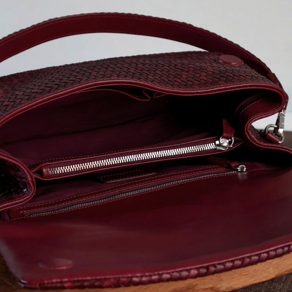 【Allan K】Caroline Large 皮革編織包（酒紅色） 皮包,皮革,皮革編織,牛皮,肩背包,手工皮革編織,手工,包包