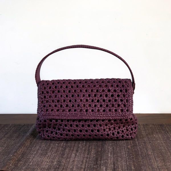 【Allan K】Caroline Large 皮革編織包（葡萄酒紫） 皮包,皮革,皮革編織,羊皮,肩背包,手工皮革編織,手工,包包