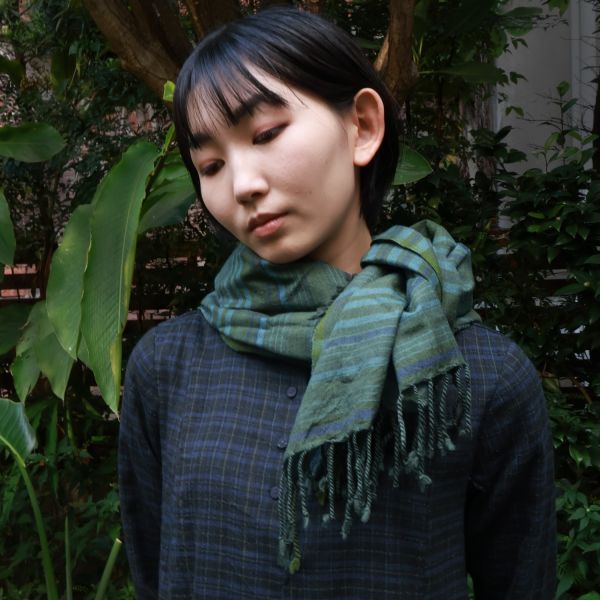 【Maku Textile】FERN圍巾 手織,手紡紗,圍巾,棉,植物染,草木染