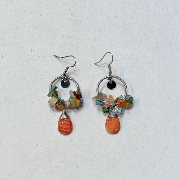 【藍珊瑚】扇貝耳環 扇貝,耳環,海洋廢物,魚骨,骨頭,藍珊瑚,珊瑚,不鏽鋼