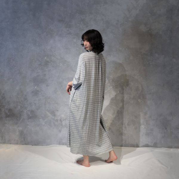 【Maku Textile】AMCO_651 手織,手紡紗,洋裝,蠶絲,植物染,草木染