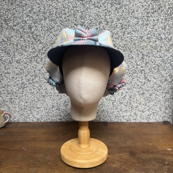 【Studio Phronesis】海葵帽＿黃粉格紋拼接 