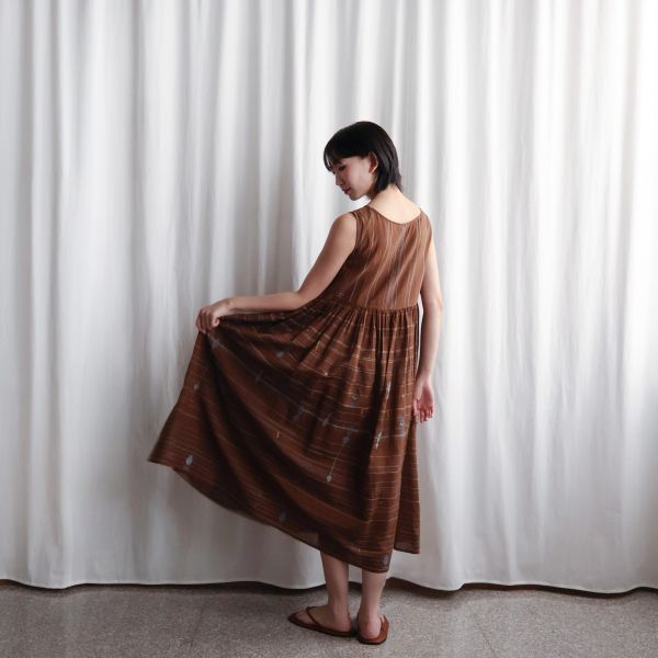 【Maku Textile】DORY洋裝 手織,手紡紗,洋裝,植物染,卡蒂棉