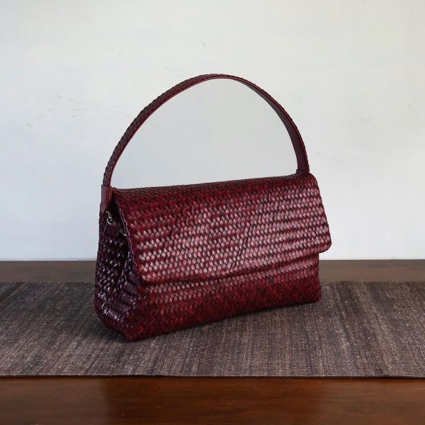 【Allan K】Caroline Large 皮革編織包（酒紅色） 皮包,皮革,皮革編織,牛皮,肩背包,手工皮革編織,手工,包包