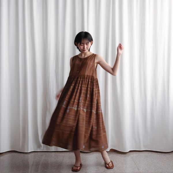 【Maku Textile】DORY洋裝 手織,手紡紗,洋裝,植物染,卡蒂棉