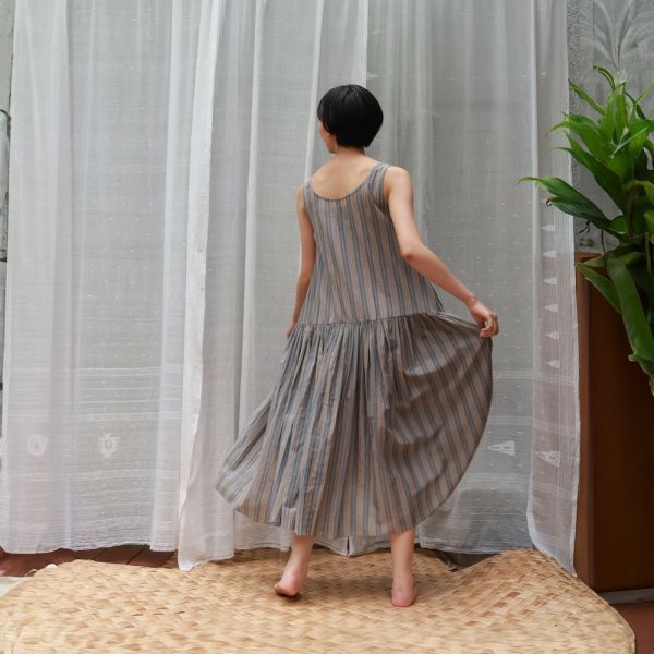 【Maku Textile】YUTSO_516 手織,手紡紗,洋裝,棉,植物染,草木染