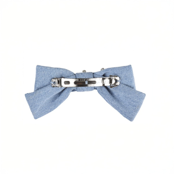 【Namjosh】手工珠繡蝴蝶結髮夾_淺色單寧 髮夾、髮飾、手工刺繡