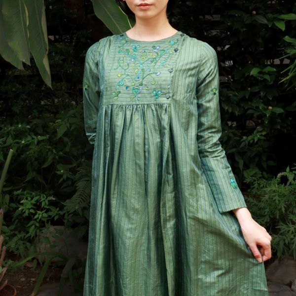 【Maku Textile】CURRASOW洋裝 手織,手紡紗,洋裝,蠶絲,植物染,草木染