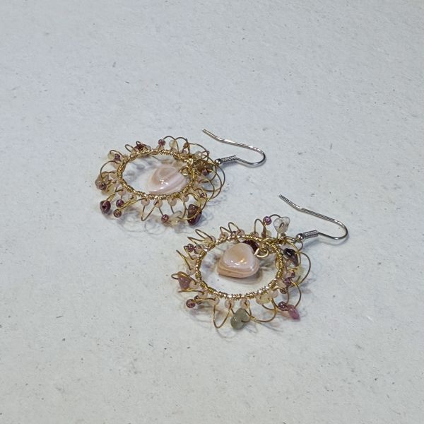 【藍珊瑚】愛心型美國文蛤耳環 文蛤,耳環,海洋廢物,魚骨,骨頭,藍珊瑚,珊瑚,不鏽鋼