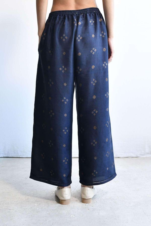 【Maku Textile】PAJAMA長褲_221/NAVY 手織,手紡紗,褲,絲,蠶絲,植物染,草木染