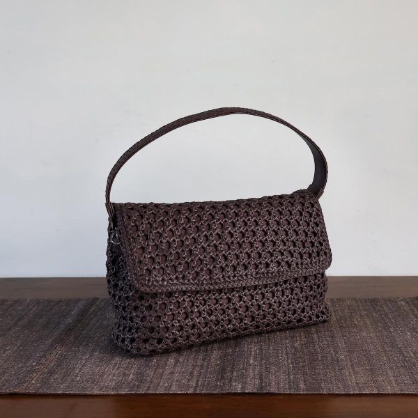 【Allan K】Caroline Large 皮革編織包（灰棕色） 皮包,皮革,皮革編織,羊皮,肩背包,手工皮革編織,手工,包包