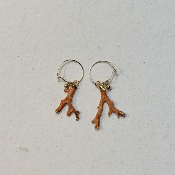 【藍珊瑚】樹枝狀嫣珊瑚耳環 嫣珊瑚,耳環,海洋廢物,魚骨,骨頭,藍珊瑚,珊瑚,銅鍍金