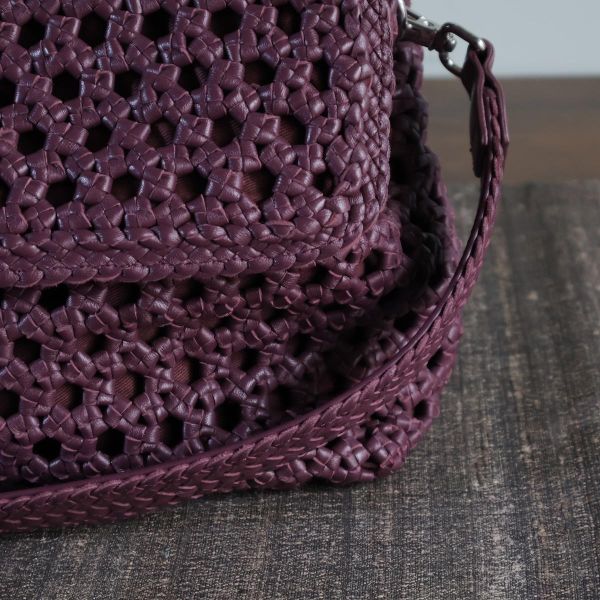 【Allan K】Caroline Large 皮革編織包（葡萄酒紫） 皮包,皮革,皮革編織,羊皮,肩背包,手工皮革編織,手工,包包