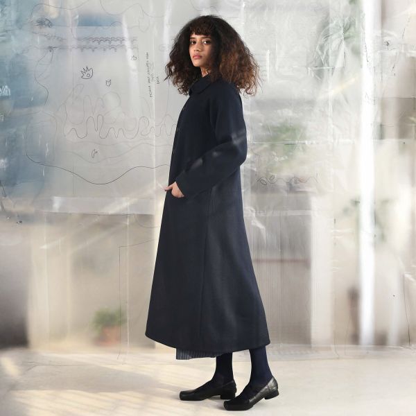 【Maku Textile】AIKO毛料大衣 手織,手紡紗,大衣,羊毛,植物染,草木染