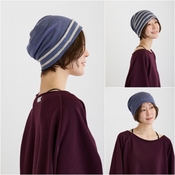 雙面反折亞麻帽｜比利時亞麻布｜化療掉髮期用帽｜夏季最適 室內帽子,涼感帽,亞麻帽, 亞麻纖維, 日本製帽子, 夏季透氣帽, 抗暑穿搭,化療帽