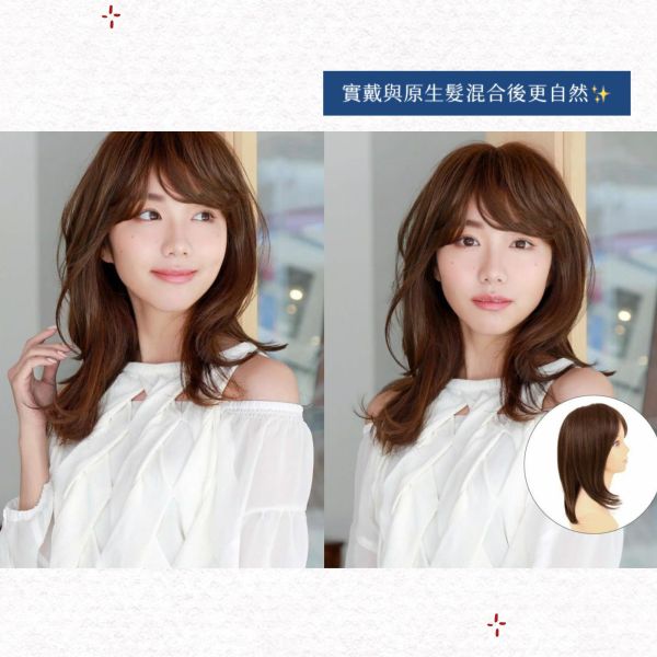 半頂式假髮｜整頭遮白補髮｜4點固定 髮質自然逼真｜黑棕色 日本進口 五分假髮,半頂假髮,遮白髮,染髮,補髮量,假髮,銀髮族,髮片