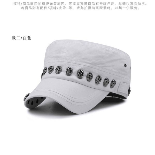 大頭圍 鉚釘帽 骷髏鉚釘 平頂帽 男帽 女帽 軍帽 帽子 軍帽,平頂帽,帽子,鉚釘帽,骷髏鉚釘,龐克,防曬帽