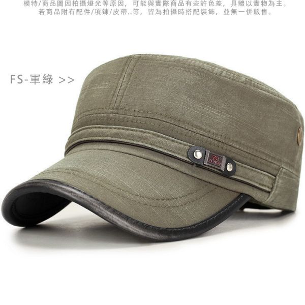 透氣孔造型 鉚釘星星 軍風飛行徽章平頂軍帽 帽子,軍帽