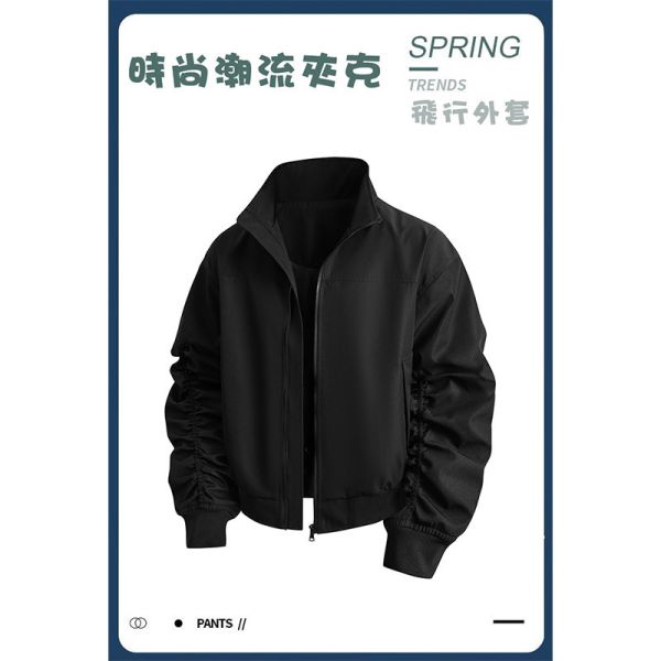 飛行外套 立領 簡約素色 休閒 夾克外套 夾克,外套,風衣,休閒,飛行外套,叫阿潮