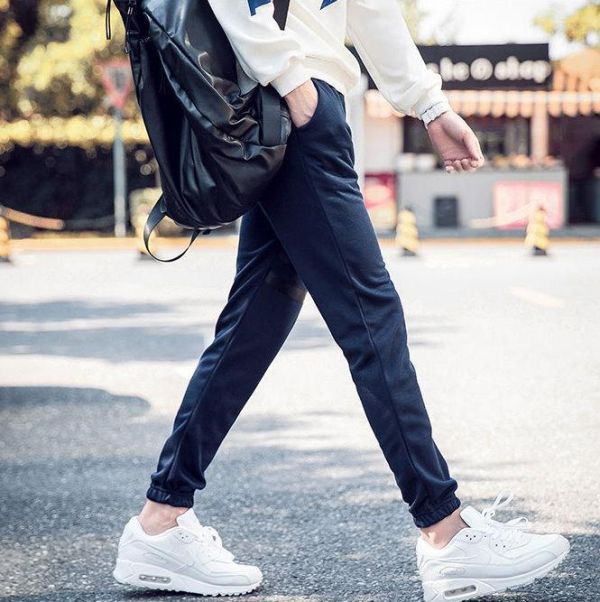 現貨【淺灰/深灰34"~36"】三條槓造型 縮口休閒長褲 長褲,休閒褲,運動褲,束口褲,棉褲,縮口褲,叫阿潮