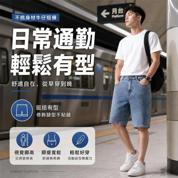 彈力丹寧褲 男生牛仔短褲 牛仔短褲,涼感牛仔,丹寧褲,男生褲子,彈力牛仔褲,叫阿潮