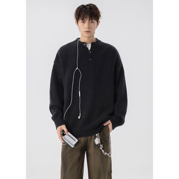 亨利領針織衫 日系穿搭 微寬鬆 大尺碼 毛衣 亨利領,毛衣,針織衫,男生毛衣,秋冬上衣,叫阿潮