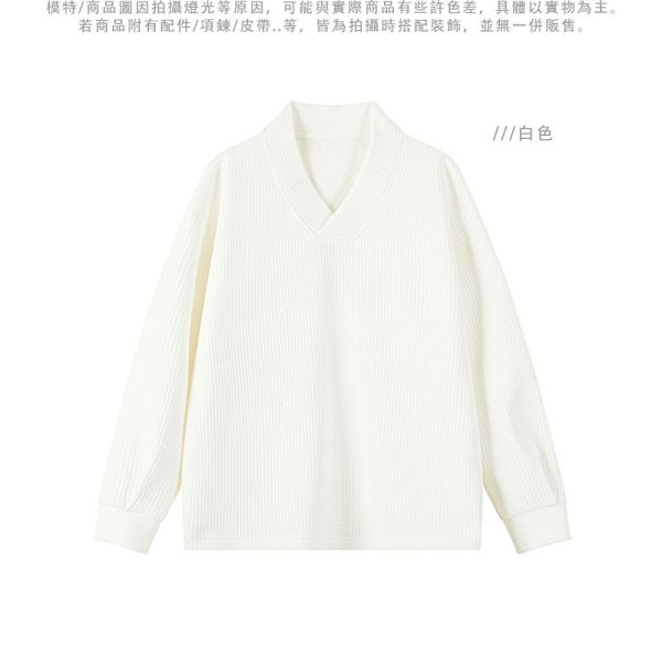 V領寬鬆 坑條上衣 長袖t恤 坑條上衣,針織,長袖t恤,v領,寬鬆上衣,叫阿潮