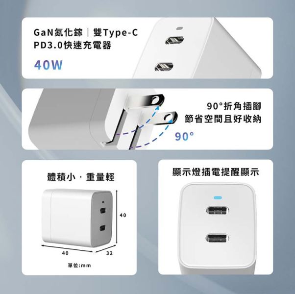 amuok GaN 40W C+C PD3.0 雙孔快速充電器 快充,充電器,gam,amuok,叫阿潮