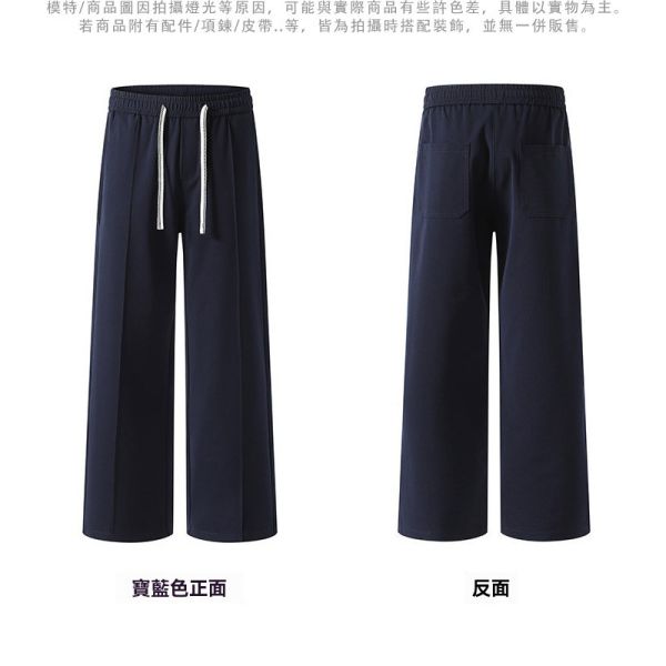 仿西裝感 壓線設計 腰圍鬆緊 休閒長褲 休閒長褲,長褲,寬褲,男生長褲,叫阿潮