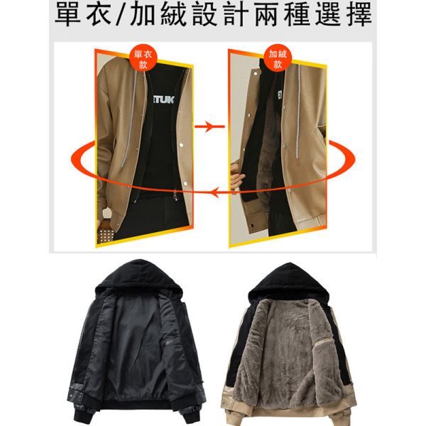 加絨皮衣 騎士外套 假兩件設計 加厚保暖 連帽皮衣外套 騎士外套,加絨皮衣,皮衣外套,假兩件外套,加絨外套,叫阿潮