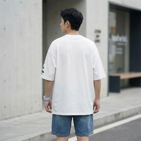 寬鬆落肩 美式街頭字母印花 純棉短袖T恤 短袖T恤,純棉T恤,男生T恤,寬鬆T恤,美式T恤,叫阿潮