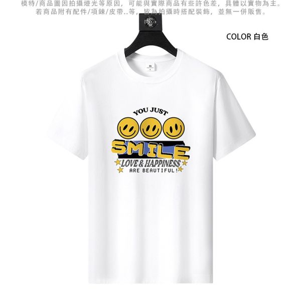 圓領 加大尺碼(S~6XL) 情侶t恤 純棉 微笑SMILE 短袖t恤 T恤,短袖T恤,情侶T恤,純棉T恤,棉T,男生短袖,短T,叫阿潮