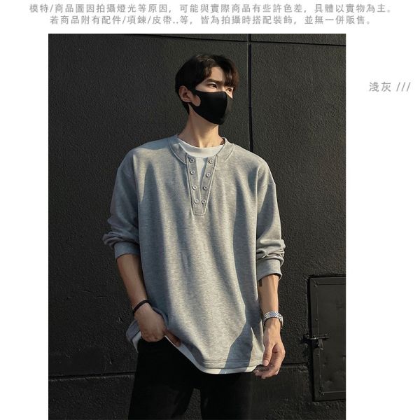 假兩件 V領修飾 隨興風格穿搭 長袖T恤 假兩件,V領,長袖T恤,T恤,男生T恤,長袖,叫阿潮