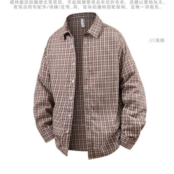 復古細格紋 男生休閒長袖襯衫 細格紋襯衫,日系襯衫,長袖襯衫,格紋襯衫,男生襯衫,休閒襯衫,復古格紋襯衫,叫阿潮