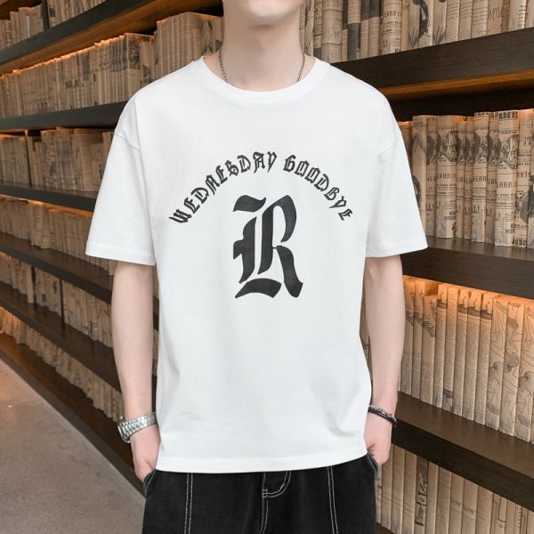 現貨【白色2XL】圓領 落肩設計 個性字母 短袖T恤 短袖,t恤,短袖t恤,涼感,透氣,男生t恤,男裝